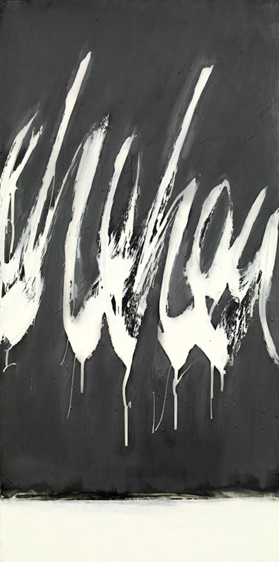 Gesso, matt emulsion and graphite on canvas